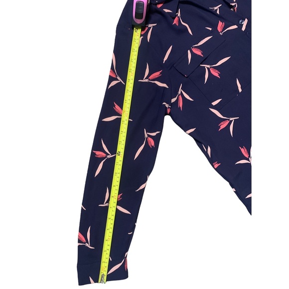 Ann Taylor Sheer Navy Collared Pink Floral Print - Picture 5 of 7